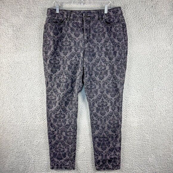 Chaps Jeans Womens 14 Black Burnout Jacquard Stretch Cotton Blend Casual Outdoor - Picture 1 of 15